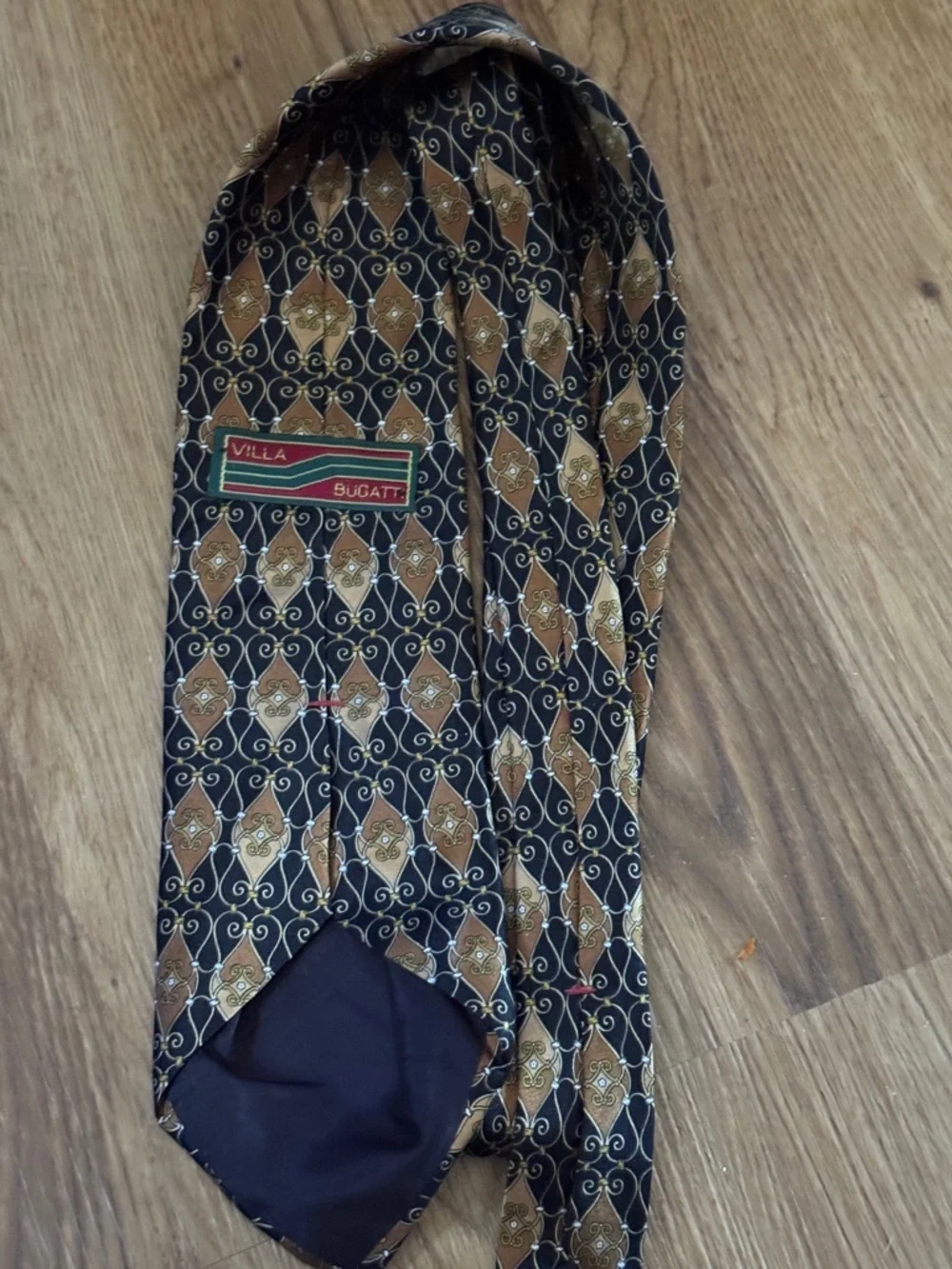 Bugatti Villa Classic Vintage Black and Gold Patterned Men’s Tie